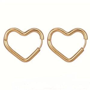 New! Amour 18K Gold Plated Heart Huggie Earrings NWOT